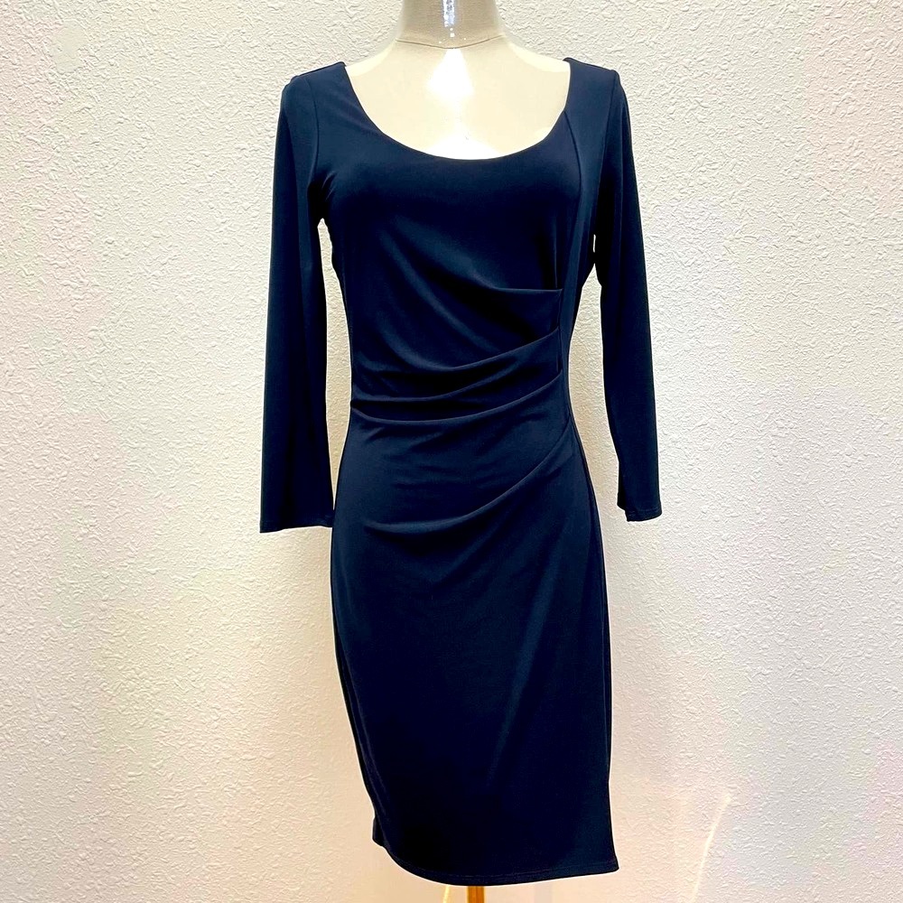 Velvet by Graham & Spencer Navy Blue 3/4 Sleeve Dress Size S